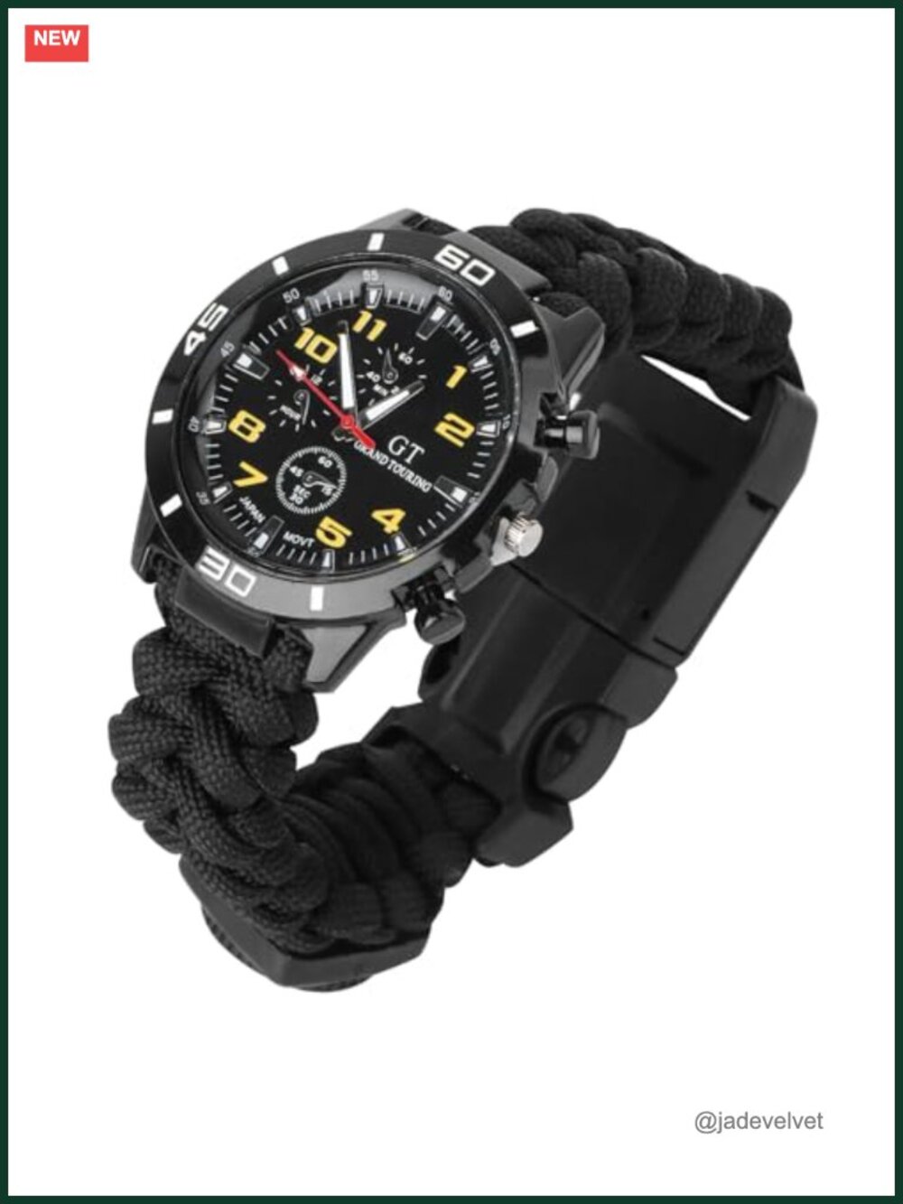 Compact Tactical Survival Watch Thermometer Braided Paracord Strap